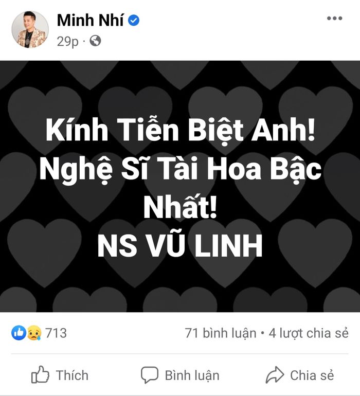 Dàn sao Việt tiếc thương vô hạn trước tin NSƯT Vũ Linh qua đời