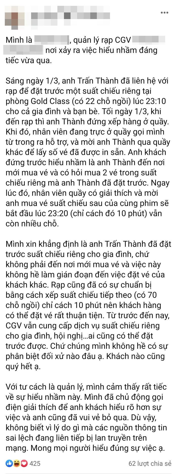 Trấn Thành và CGV lên tiếng về ồn ào, khán giả chỉ thấy mâu thuẫn